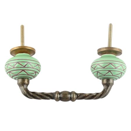 Pea Green Pattern Etched Ceramic Cut Bridge Handle Online